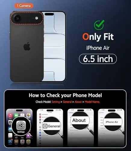FNTCASE iPhone Air uchun g'ilof: Shaffof, sarg'ayishga qarshi magnitli harbiy darajadagi tushishdan himoya qiluvchi mobil telefon qopqog'i - mustahkam zarbga chidamli himoya tamponli shaffof telefon g'ilofi (B-qora) - FNTCASE (1)