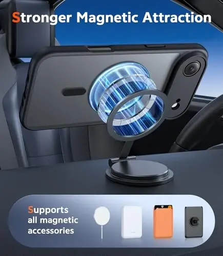 FNTCASE iPhone Air uchun mat qopqoq: Ekran himoyachisi bilan magnit telefon qutilari Magsafe bilan mos tushadigan ingichka sarg'ayishga qarshi mustahkam himoya o'tkazuvchan mobil telefon qopqog'i (C-qora) - 4