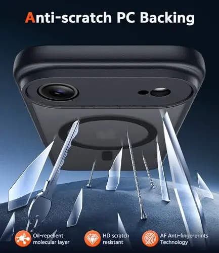 FNTCASE iPhone Air uchun mat qopqoq: Ekran himoyachisi bilan magnit telefon qutilari Magsafe bilan mos tushadigan ingichka sarg'ayishga qarshi mustahkam himoya o'tkazuvchan mobil telefon qopqog'i (C-qora) - 5