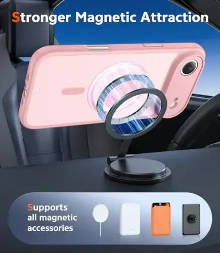 FNTCASE iPhone Air uchun mat qopqoq: magnitli telefon qopqoqlari ekran himoyachisi bilan, zarbga chidamli, Magsafe bilan mos, ingichka, sarg'ayishga qarshi, mustahkam zarbga chidamli himoya yarim shaffof g'ilof (C-pushti) - 4