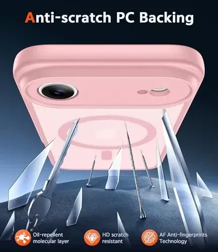 FNTCASE iPhone Air uchun mat qopqoq: magnitli telefon qopqoqlari ekran himoyachisi bilan, zarbga chidamli, Magsafe bilan mos, ingichka, sarg'ayishga qarshi, mustahkam zarbga chidamli himoya yarim shaffof g'ilof (C-pushti) - 5