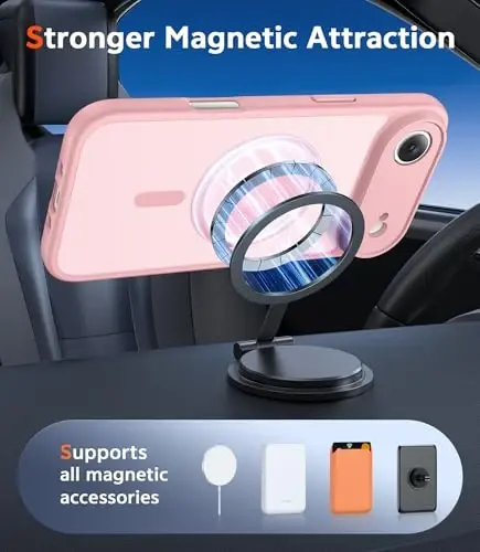 FNTCASE iPhone Air uchun mat qopqoq: magnitli telefon qopqoqlari ekran himoyachisi bilan, zarbga chidamli, Magsafe bilan mos, ingichka, sarg'ayishga qarshi, mustahkam zarbga chidamli himoya yarim shaffof g'ilof (C-pushti) - 4