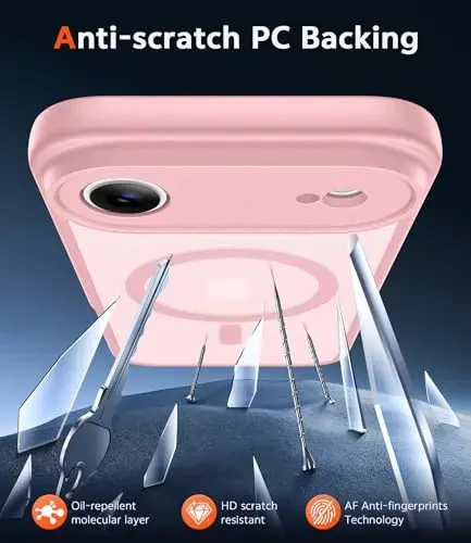 FNTCASE iPhone Air uchun mat qopqoq: magnitli telefon qopqoqlari ekran himoyachisi bilan, zarbga chidamli, Magsafe bilan mos, ingichka, sarg'ayishga qarshi, mustahkam zarbga chidamli himoya yarim shaffof g'ilof (C-pushti) - 5