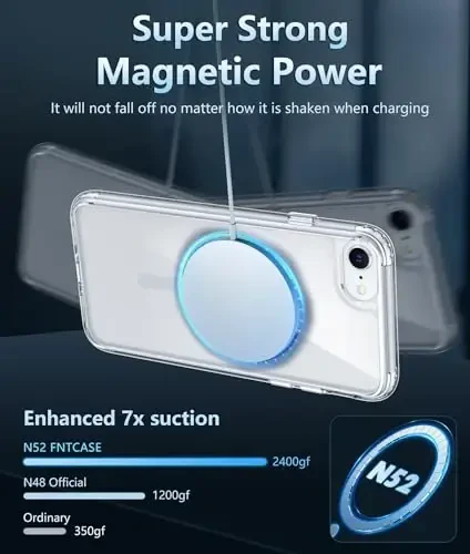 FNTCASE iPhone SE 3-avlod (2022) uchun g'ilof: iPhone SE 2-avlod (2020) uchun g'ilof Magsafe bilan mos keladigan shaffof magnit telefon g'iloflari Yupqa sarg'ayishga qarshi mustahkam himoya shaffof mobil qopqoq (D-ko'k magnit) - 3
