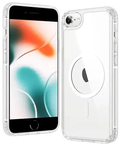 FNTCASE for iPhone SE 3rd(2022) Case: iPhone SE 2nd(2020) Case Clear Magnetic Phone Cases Compatible with Magsafe Slim Anti Yellowing Rugged Protective Transparent Cell Phone Cover (A-Clear) 