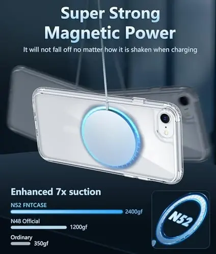 FNTCASE iPhone SE 3rd(2022) uchun g'ilof: iPhone SE 2nd(2020) g'ilofi Magnit harbiy darajadagi tushishdan himoya Sariqlikka qarshi mobil telefon qopqog'i - zarbga chidamli shaffof g'iloflar - 4,7 dyuym (A-Shaffof) - 3