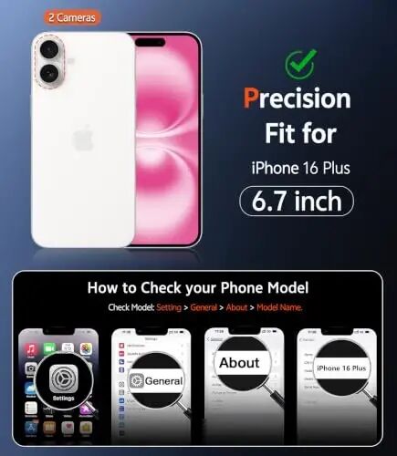 FNTCASE Magnetic for iPhone 16 Plus Case, Clear Hot Pink | Fit for Magsafe, with Screen Protector, Military Grade Drop Protection Cover, Slim Phone Cases, Shockproof Bumper - FNTCASE (1)