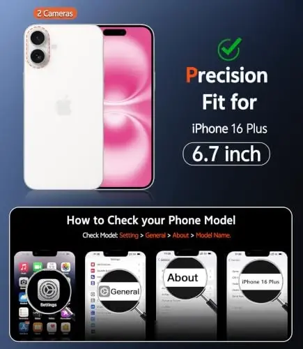 FNTCASE Magnetic for iPhone 16 Plus Case, Clear Hot Pink | Fit for Magsafe, with Screen Protector, Military Grade Drop Protection Cover, Slim Phone Cases, Shockproof Bumper - FNTCASE (1)