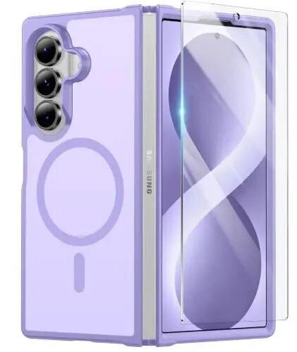 FNTCASE Magnetic for Samsung Galaxy Z Fold 8 Ultra/ 7 Case, Matte Purple | Fit for Magsafe, with Screen Protector, Military Grade Drop Protection Cover, Slim Phone Cases, Shockproof Bumper - FNTCASE