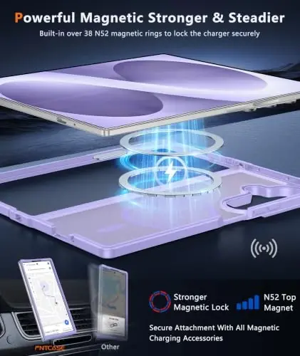 FNTCASE Magnetic for Samsung Galaxy Z Fold 8 Ultra/ 7 Case, Matte Purple | Fit for Magsafe, with Screen Protector, Military Grade Drop Protection Cover, Slim Phone Cases, Shockproof Bumper - 4