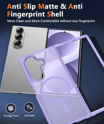 FNTCASE Magnetic for Samsung Galaxy Z Fold 8 Ultra/ 7 Case, Matte Purple | Fit for Magsafe, with Screen Protector, Military Grade Drop Protection Cover, Slim Phone Cases, Shockproof Bumper - 5