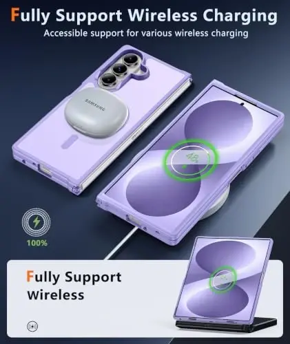 FNTCASE Magnetic for Samsung Galaxy Z Fold 8 Ultra/ 7 Case, Matte Purple | Fit for Magsafe, with Screen Protector, Military Grade Drop Protection Cover, Slim Phone Cases, Shockproof Bumper - 6