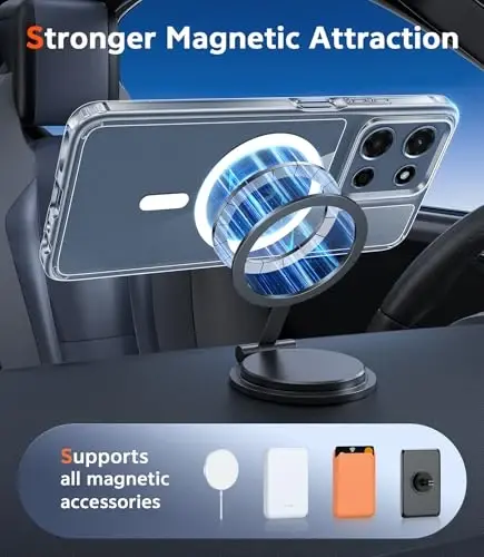 FNTCASE Moto G 2026/2025 uchun g‘ilof: Moto G Play 2026 uchun magnitli sarg‘aymaydigan telefon g‘ilofi, tushib ketishga chidamli, mustahkam, shaffof, ingichka g‘ilof, 6.7 dyuym (Shaffof magnitli) - 4