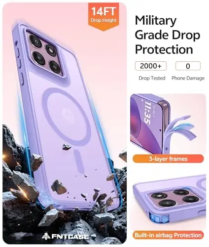FNTCASE Moto G Stylus 5G 2026 G‘ilofi uchun: Motorola G Stylus 2025 G‘ilofi [Magsafe bilan mos keladi] [Ekran himoyachisi] bilan yarim shaffof matli g‘iloflar Harbiy darajadagi zarbaga chidamli himoya telefon qopqog‘i - 5