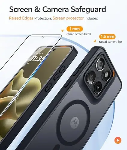 FNTCASE for Motorola Edge 2026 Case, Fit for Magsafe, Screen Protector | Translucent Matte Magnetic Back, 14FT Military Grade Drop Protection, Shockproof Protective Phone Cover, Black - 4