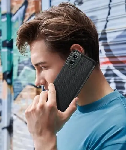 FNTCASE Motorola Moto G-5G-2024 uchun g'ilof: Ikki qatlamli, og'ir yuk ko'taruvchi, zarbaga chidamli, sirpanmaydigan to'qimali mobil telefon himoya qopqog'i - Harbiy tomchidan himoya tamponli qattiq g'ilof (qora) - 4
