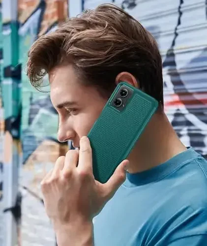 FNTCASE Motorola Moto G-5G-2024 uchun g'ilof: Ikki qavatli og'ir yuk mobil telefon himoya qopqog'i zarbaga chidamli, sirpanmaydigan teksturali - Harbiy tomchidan himoya tamponli qattiq g'ilof (Yashil) - 4