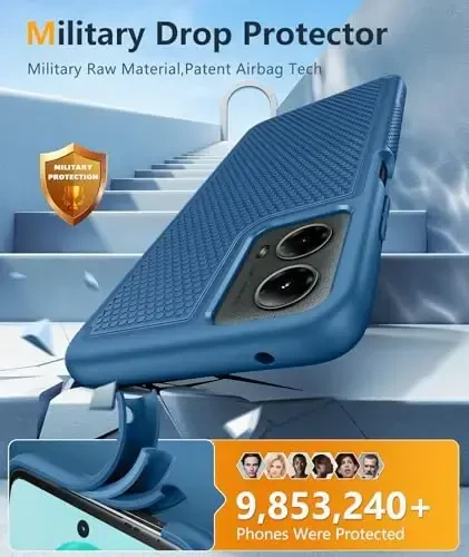 FNTCASE Motorola Moto G-5G-2024 uchun g'ilof: Ikki qavatli, yuqori sifatli mobil telefon himoya qopqog'i, zarbaga chidamli, sirpanmaydigan teksturali - Harbiy darajadagi tushishdan himoya tamponli mustahkam g'ilof (ko'k) - 5