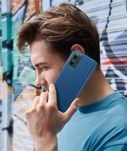 FNTCASE Motorola Moto G-5G-2024 uchun g'ilof: Ikki qavatli, yuqori sifatli mobil telefon himoya qopqog'i, zarbaga chidamli, sirpanmaydigan teksturali - Harbiy darajadagi tushishdan himoya tamponli mustahkam g'ilof (ko'k) - 4