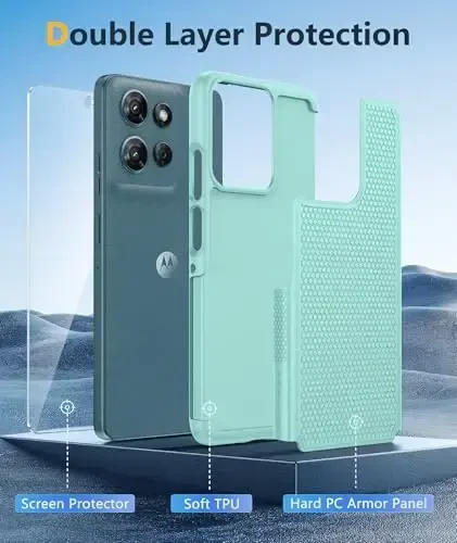 FNTCASE Motorola Moto G-5G-2025 uchun g'ilof: Moto G Power 2025 g'ilofi Ikki qatlamli himoya kuchli telefon qopqog'i zarbaga chidamli, sirpanmaydigan teksturali - Moto G 2025 uchun harbiy himoya - 3