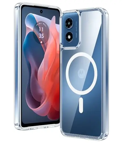 FNTCASE Motorola Moto G-Play-2024 Kılıf: Manyetik Askeri Sınıf Düşme Koruması Sararmaya Karşı Dayanıklı Cep Telefonu Kapağı - Sağlam Darbeye Dayanıklı Koruyucu Tampon Şeffaf Kılıflar (Şeffaf) 