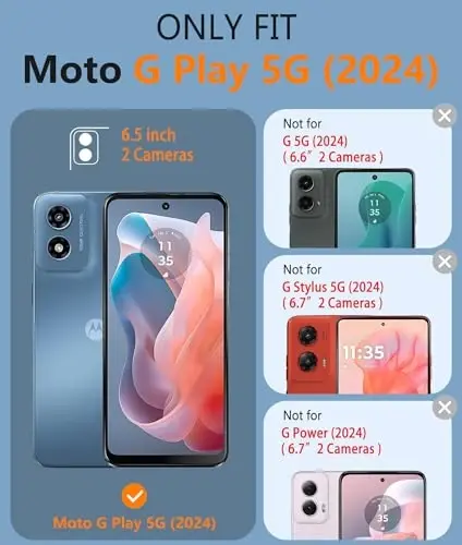 FNTCASE Motorola Moto G Play-2024 uchun g'ilof: Ikki qatlamli himoya, og'ir yuk ko'taruvchi mobil telefon qopqog'i, zarbga chidamli, sirpanmaydigan teksturali orqa tomoni - Harbiy himoya bumperi (qora) - 2