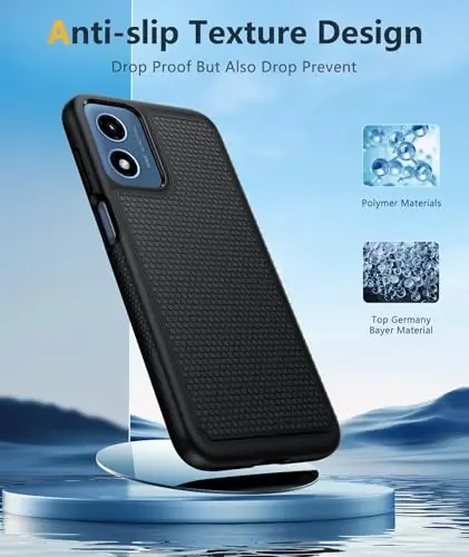 FNTCASE Motorola Moto G Play-2024 uchun g'ilof: Ikki qatlamli himoya, og'ir yuk ko'taruvchi mobil telefon qopqog'i, zarbga chidamli, sirpanmaydigan teksturali orqa tomoni - Harbiy himoya bumperi (qora) - 5