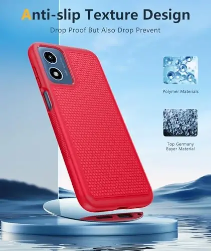 FNTCASE Motorola Moto G Play-2024 uchun g'ilof: Ikki qatlamli himoya, zarbaga chidamli, sirpanmaydigan teksturali orqa qopqoqli, harbiy himoyali baquvvat mobil telefon qopqog'i (Qizil) - 5
