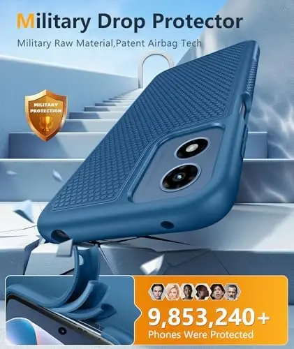 FNTCASE Motorola Moto G Play-2024 uchun g‘ilof: Ikki qavatli himoya, zarbaga chidamli, sirpanmaydigan teksturali orqa, harbiy himoya bumperi (ko‘k) - 4