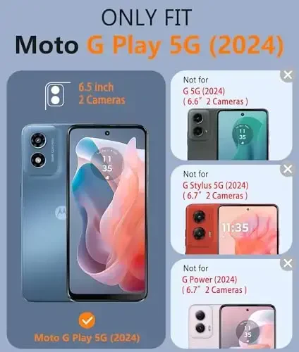 FNTCASE Motorola Moto G Play 2024 uchun: Ikki qatlamli himoya, zarbaga chidamli, sirpanmaydigan teksturali orqa, harbiy himoya bamperi (binafsha) - 2