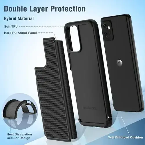 FNTCASE Motorola Moto G-Power-5G 2023 uchun G'ilof: Moto G 5G 2023 G'ilof Ikki Qavatli Zarba o'tkazmaydigan Himoya Tuzilgan Dizayn Mobil Telefon Qopqog'i Og'ir Rugged Tough Back Hardshell Hybrid Yengil Asosiy G'ilof - 3