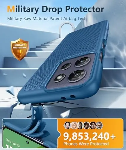 FNTCASE Motorola Moto G-Power-5G-2025 uchun g'ilof: Ikki qatlamli himoya, zarbga chidamli, sirpanmaydigan teksturali orqa, harbiy himoya bamperi, 6.8 dyuym (ko'k) - 4