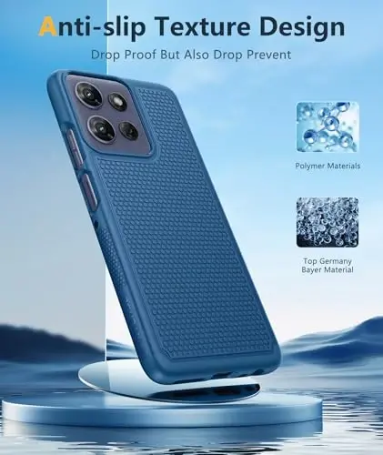 FNTCASE Motorola Moto G-Power-5G-2025 uchun g'ilof: Ikki qatlamli himoya, zarbga chidamli, sirpanmaydigan teksturali orqa, harbiy himoya bamperi, 6.8 dyuym (ko'k) - 5