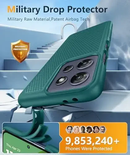 FNTCASE Motorola Moto G-Power-5G-2025 uchun g'ilof: Ikki qatlamli himoya, zarbga chidamli, sirpanmaydigan teksturali orqa tomoni bilan mustahkam telefon qopqog'i - Harbiy himoya Bumper Tough 6.8 dyuym (Yashil) - 4