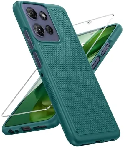 FNTCASE Motorola Moto G-Power-5G-2025 uchun g'ilof: Ikki qatlamli himoya, zarbga chidamli, sirpanmaydigan teksturali orqa tomoni bilan mustahkam telefon qopqog'i - Harbiy himoya Bumper Tough 6.8 dyuym (Yashil) - FNTCASE