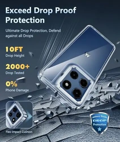 FNTCASE for Motorola Moto G Stylus-2025/Stylus-2026 Case: Military Grade Drop Protection Anti Yellowing Cell Phone Cover - Rugged Shockproof Protective Bumper Transparent Cases(Clear) - 3