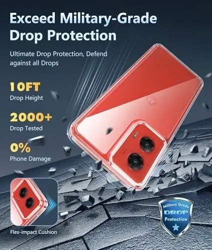 FNTCASE, Motorola Moto-G Stylus-5G-2024 g'ilofi uchun: yengil, harbiy darajadagi himoya g'ilofi, egiluvchan, sarg'aymaydigan, bardoshli, zarbaga va tushishga chidamli, TPU kristalli (shaffof) g'ilof. - 5