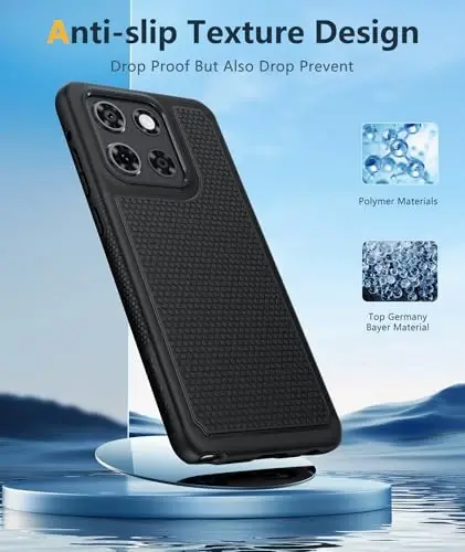 FNTCASE Motorola Moto G-Stylus-5G-2025 uchun g'ilof: Ikki qatlamli himoya kuchli telefon qopqog'i zarbaga chidamli, sirpanmaydigan teksturali orqa - Harbiy himoya bamperi - 6,7 dyuym (Qora) - 5