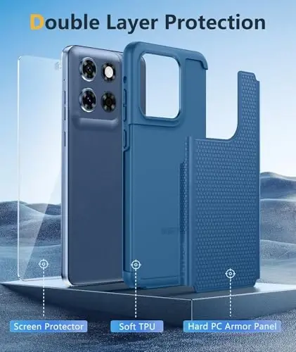 FNTCASE Motorola Moto G Stylus-5G-2025 uchun g'ilof: Ikki qatlamli himoya, og'ir yuk ko'taruvchi telefon qopqog'i, zarbaga chidamli, sirpanmaydigan teksturali orqa - Harbiy himoya bamperi, 6,7 dyuym (ko'k) - 3