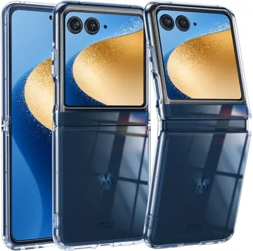 FNTCASE Motorola Razr 2025/2024 uchun g‘ilof: Moto Razr 2025/2024 uchun shaffof, yengil, tirnalishga chidamli, moslashuvchan, sirpanmaydigan, bardoshli, zarbaga va tushishga chidamli TPU kristal himoya g‘ilofi 