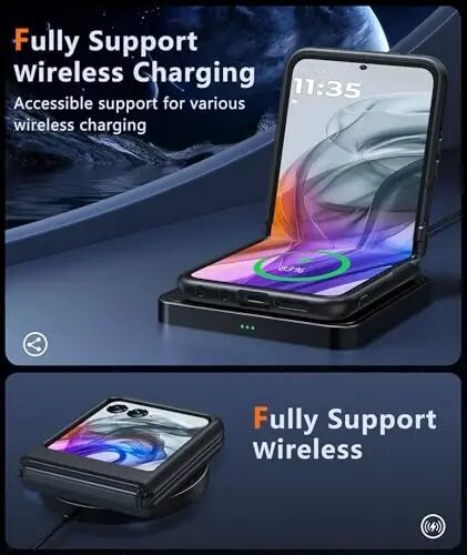 FNTCASE for Motorola Razr 2026/2025/2024 Case: for Moto Razr 2026/2025/2024 Case Translucent Matte Military Grade Shockproof Drop Protective Phone Cover Black - 3