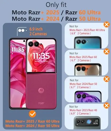 FNTCASE Motorola Razr Plus 2025/2024 g'ilofi: Moto Razr Plus 2025/2024 uchun yarim shaffof matli zarbga chidamli, tirnalishga qarshi himoyalovchi buklanadigan telefon g'ilofi TPU bardoshli yupqa mustahkam qora | Zarbga chidamli, tirnalishga qarshi, matli - 2