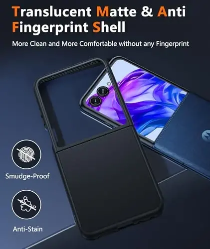 FNTCASE Motorola Razr Plus 2025/2024 g'ilofi: Moto Razr Plus 2025/2024 uchun yarim shaffof matli zarbga chidamli, tirnalishga qarshi himoyalovchi buklanadigan telefon g'ilofi TPU bardoshli yupqa mustahkam qora | Zarbga chidamli, tirnalishga qarshi, matli - 3