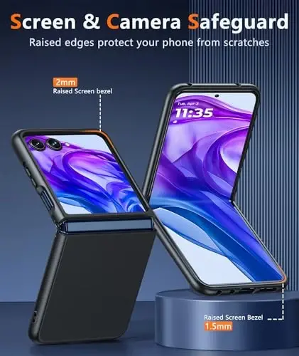 FNTCASE Motorola Razr Plus 2025/2024 g'ilofi: Moto Razr Plus 2025/2024 uchun yarim shaffof matli zarbga chidamli, tirnalishga qarshi himoyalovchi buklanadigan telefon g'ilofi TPU bardoshli yupqa mustahkam qora | Zarbga chidamli, tirnalishga qarshi, matli - 5