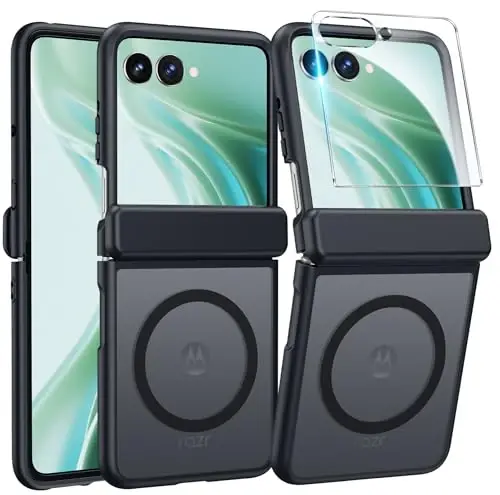 FNTCASE for Motorola Razr Ultra 2026/2025 Case, Fit for Magsafe, Black | Hinge Protection, Screen Protector, Magnetic Back,, 18FT Military Grade Drop Proof, Protective Phone Cover 