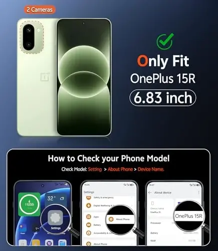 FNTCASE Oneplus 15R g'ilofi shaffof: One Plus 15R g'ilofi ekran himoyachisi bilan, tushishga chidamli, yupqa, sarg'aymaydigan, mustahkam, zarbga chidamli himoya qopqog'i (Shaffof magnitli) - 2