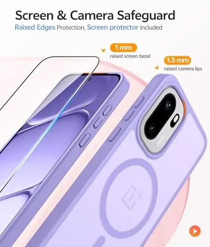 FNTCASE Oneplus 15R Keysi uchun: Magnitli Mat Yarim Shaffof Yupqa Zarbga Chidamli Mobil Telefon Qopqog'i | Chidamli Ekran Himoyachisi | Harbiy Darajadagi Himoya Tomchiga Qarshi Himoya Keyslari, 6.83 dyuym - 4