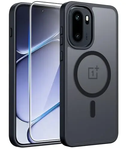 FNTCASE for Oneplus 15R Case: Magnetic Matte Translucent Frosted Slim Shockproof Cell Phone Cover | Durable Screen Protector | Military Grade Protection Drop Proof Protective Cases, 6.83 inches 