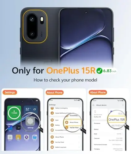 FNTCASE for OnePlus 15R Case, Fit for Magsafe, Screen Protector, Black | Translucent Matte Magnetic Back, 14FT Military Grade Drop Protection, Shockproof Protective Phone Cover - 2