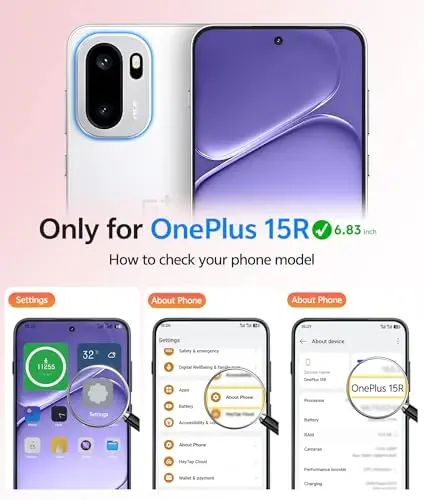 FNTCASE for OnePlus 15R Case, Fit for Magsafe, Screen Protector | Translucent Matte Magnetic Back, 14FT Military Grade Drop Protection, Shockproof Protective Phone Cover, Light Purple - 2
